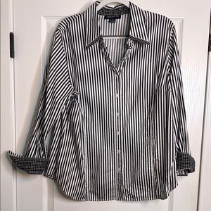 Black and White Striped Button-Up Shirt